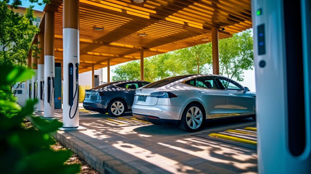 images of green energy and eco-energy concepts for EV charging stations. GENERATE AIの素材