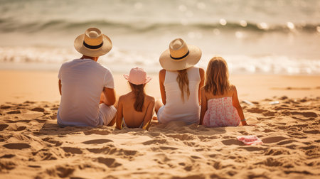Spending valuable time as a family at the beach.  GENERATE AIの素材