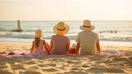 Spending valuable time as a family at the beach.  GENERATE AIの素材