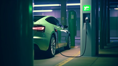 images of green energy and eco-energy concepts for EV charging stations. GENERATE AIの素材