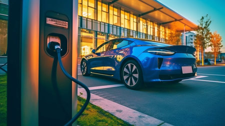 images of green energy and eco-energy concepts for EV charging stations. GENERATE AIの素材