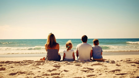 Spending valuable time as a family at the beach.  GENERATE AIの素材