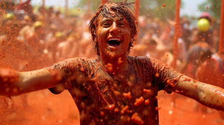Festival of La Tomatina photography.  GENERATE AIの素材