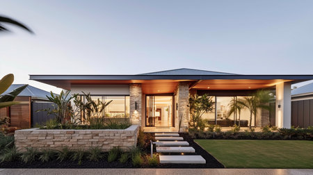 Terraced house combined with modern construction is known as a contemporary residence.  GENERATE AIの素材