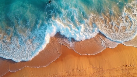 images of the beach that are lovely and sunny. Sandalwood shoreline with ocean waves smashing the serene and natural surroundings of the beach. GENERATE AIの素材