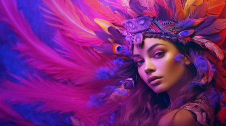 Fantasy in purple, realistic photography, a bright backdrop, an intricately detailed portrait, and vibrant hues. GENERATE AIの素材