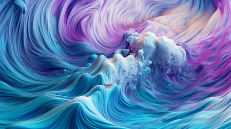 Sea waves in a 3D scene with vividly blue water. GENERATE AIの素材