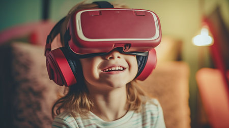Youngster using a toy VR headset. GENERATE AIの素材