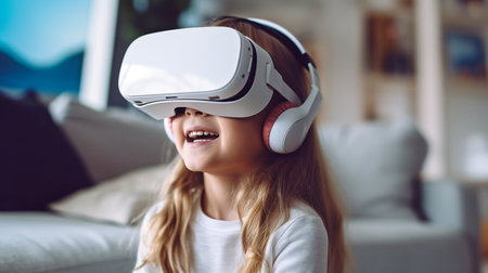 Youngster using a toy VR headset. GENERATE AIの素材