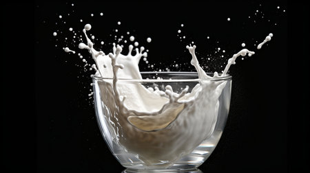milk in a glass during water splash photography. GENERATE AIの素材