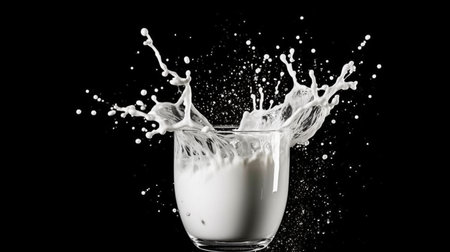 milk in a glass during water splash photography. GENERATE AIの素材