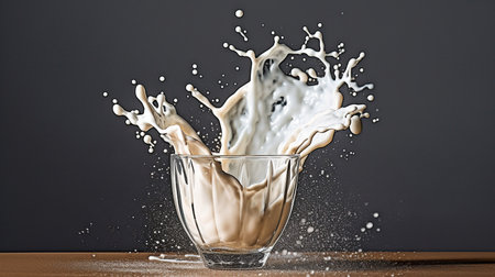 milk in a glass during water splash photography. GENERATE AIの素材