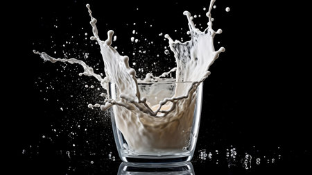 milk in a glass during water splash photography. GENERATE AIの素材