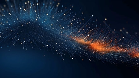 Background with abstract dark blue and glow particles. GENERATE AIの素材