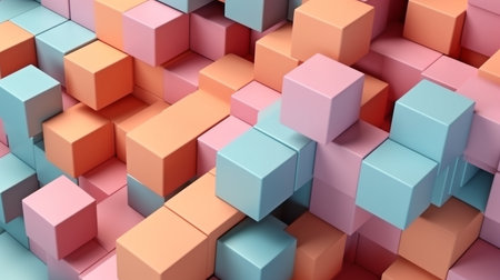 Pastel hues, basic geometric abstract backdrop in three dimensions. GENERATE AIの素材