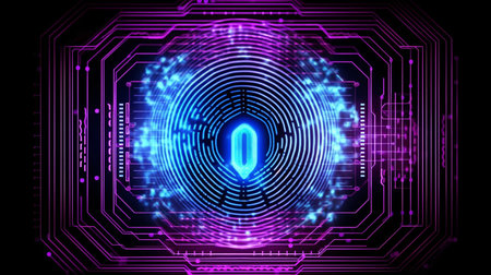 futuristic fingerprint scanner digital processing for biometric identification. future use of surveillance and security scanning for digital programs. GENERATE AIの素材