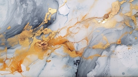 Using alcohol ink, create a gray and gold marble stone effect. GENERATE AIの素材