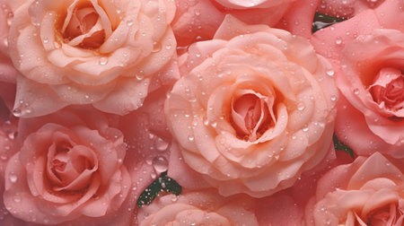 Pink flowers in water with drips on a summer background. minimalist abstract natural background. GENERATE AIの素材
