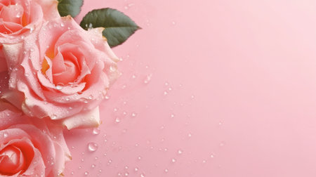 Pink flowers in water with drips on a summer background. minimalist abstract natural background. GENERATE AIの素材