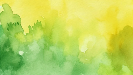 Spring watercolor backdrop with hues of yellow and green.  GENERATE AIの素材