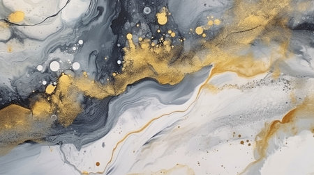 Using alcohol ink, create a gray and gold marble stone effect. GENERATE AIの素材