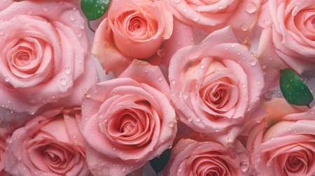 Pink flowers in water with drips on a summer background. minimalist abstract natural background. GENERATE AIの素材