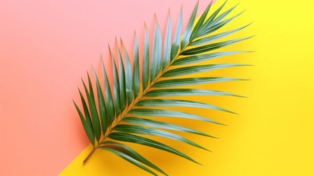 Elegant palm leaf on a colored backdrop. GENERATE AIの素材