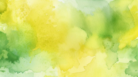Spring watercolor backdrop with hues of yellow and green.  GENERATE AIの素材