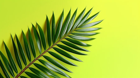 Elegant palm leaf on a colored backdrop. GENERATE AIの素材