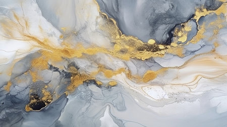Using alcohol ink, create a gray and gold marble stone effect. GENERATE AIの素材