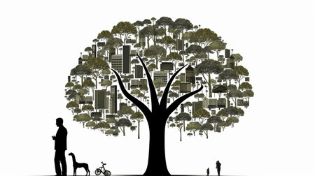 White background of the industry business success tree. GENERATE AIの素材