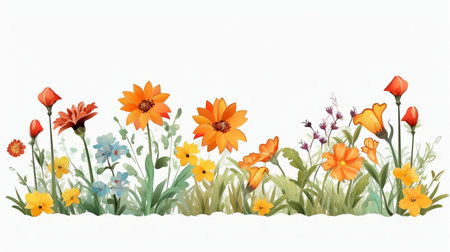 white backdrop with flowers. GENERATE AIの素材