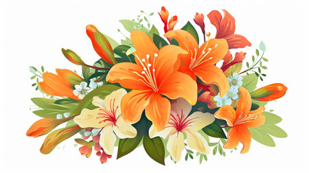white backdrop with flowers. GENERATE AIの素材