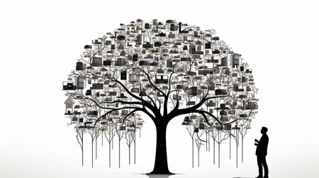 White background of the industry business success tree. GENERATE AIの素材