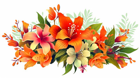 white backdrop with flowers. GENERATE AIの素材