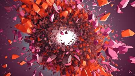 Background with abstract geometric design. design with crushing surface for explosions. 3D representation. GENERATE AIの素材