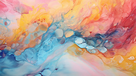 These fluid patterns are shaped by currents of transparent colors, writhing metallic swirls, and frothy color sprays. Alcohol ink method for a natural luxury abstract painting. GENERATE AIの素材