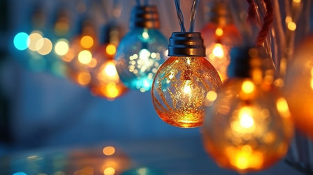 Holiday-themed lighting. beach-themed background. GENERATE AIの素材