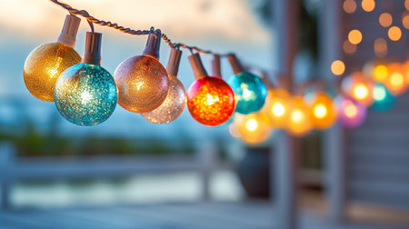 Holiday-themed lighting. beach-themed background. GENERATE AIの素材
