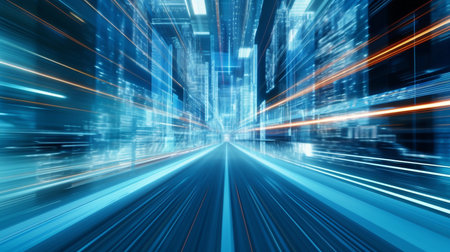 Abstract high-speed technology POV motion blur on a technology screen. GENERATE AIの素材