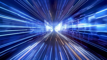Abstract high-speed technology POV motion blur on a technology screen. GENERATE AIの素材