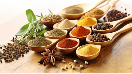 spices used in flavoring meals. GENERATE AIの素材