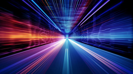 Abstract high-speed technology POV motion blur on a technology screen. GENERATE AIの素材
