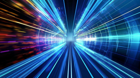 Abstract high-speed technology POV motion blur on a technology screen. GENERATE AIの素材