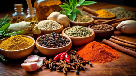 spices used in flavoring meals. GENERATE AIの素材