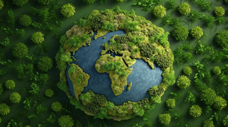 concept image of the planet on a background of greenery. GENERATE AIの素材