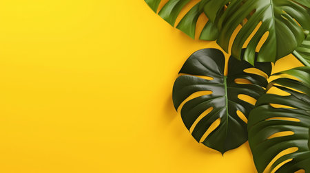 Monstera leaves in the tropics are yellow. GENERATE AIの素材