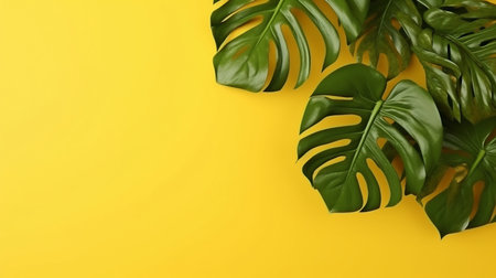 Monstera leaves in the tropics are yellow. GENERATE AIの素材