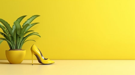 minimal in scope. living room with a yellow tone against a yellow background and floor. GENERATE AIの素材