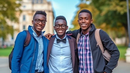 student group portrait of a lovely black dude. GENERATE AIの素材